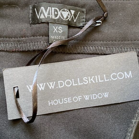 Dolls Kill Brand Widow Black Mini Skirt with Faux Leather Side Buckle Accents - Picture 2 of 3